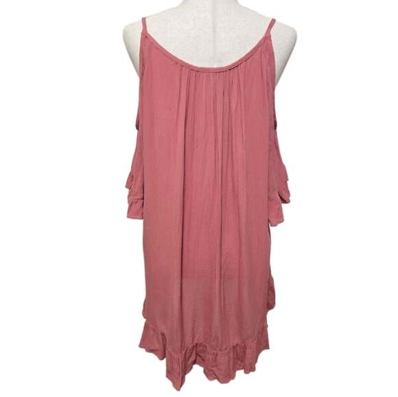 Knox Rose Dusty Rose Cold Shoulder Boho Top With Tassel Tie And Lace Size Medium - Picture 8 of 12